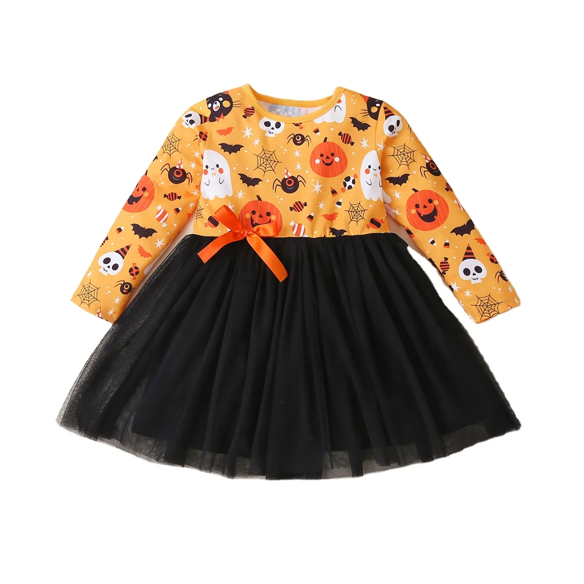 

Autumn long sleeve dress Halloween girls mesh skirt