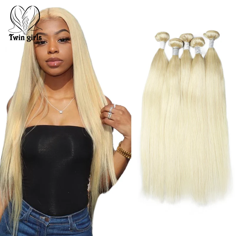 

New Coming Cambodian Raw Cuticle Aligned Straight Human Hair Bundles 613 Blonde Color