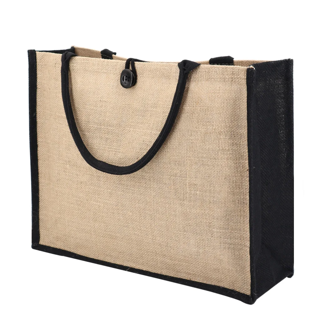 

Eco friendly laminated jute bag burlap reusable linen beach bag hessian shopping tote bags with custom logo, Natural color