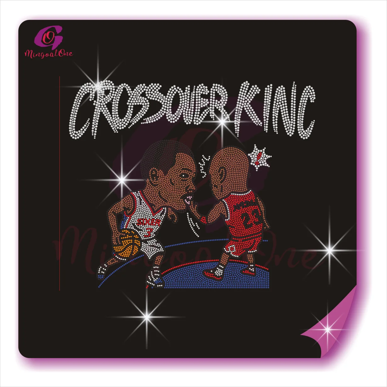

Hotfix Basketball Player Cartoon Rhinestone Transfer Heat Press for shirt, Select from color chart