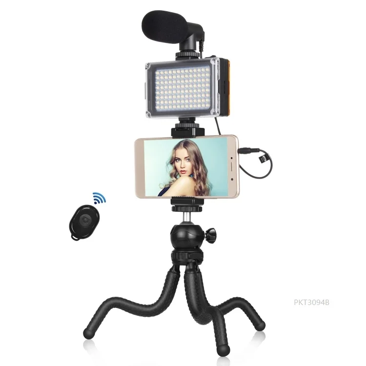 

4 In 1 Live Triangle Desk Mount Mobile Phone Tripod Holder with Clamp for Vlog Selfie Vlog Live Stream