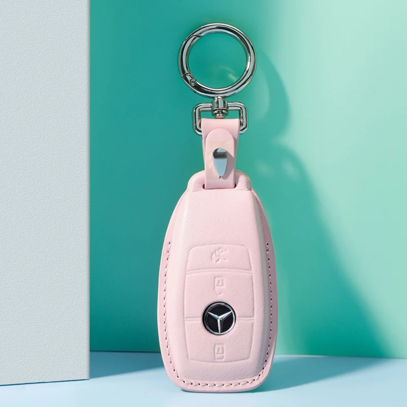 

High quality cowhide leather car key case for Benz C260L / E300 / S / G50 / A18, 5 color available