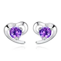 

2019 Trending Product Jewelry Ear Rings 925 Silver Heart Shape Zircon Women Girls Elegant Stud Earrings