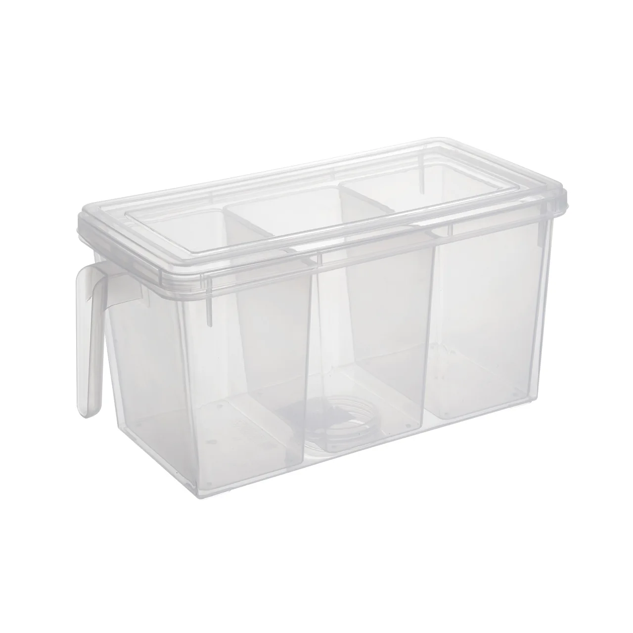 

Fridge Pantry Organizer Plastic 3 Compartment Food Prep Containers Clear Storage Box with 3 Removable Bins