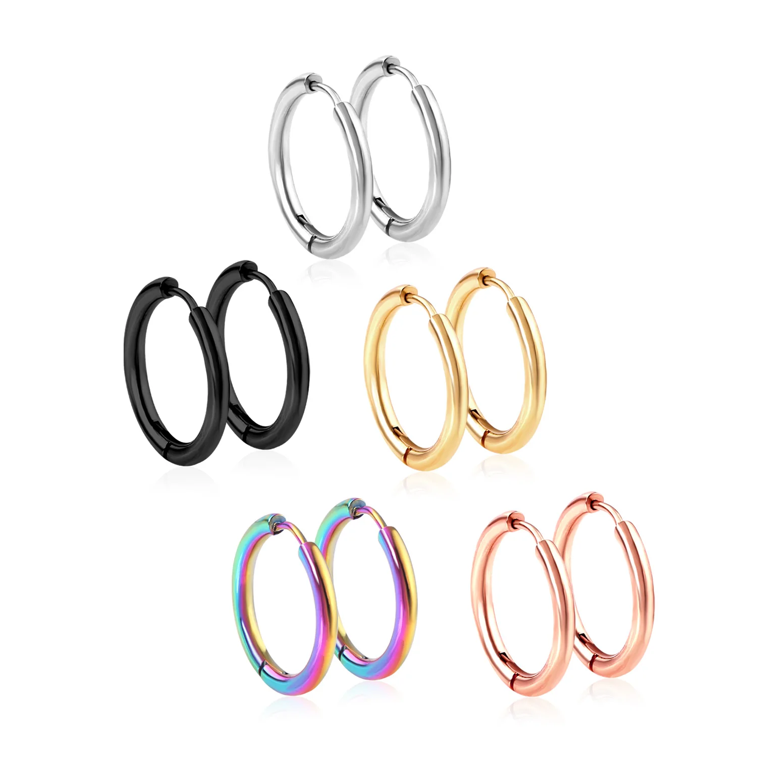 

xijiao Ason Earrings Jewelry Stainless Steel 18k Gold Plated Round Shape Jewelry Hoop Earrings for Ladies