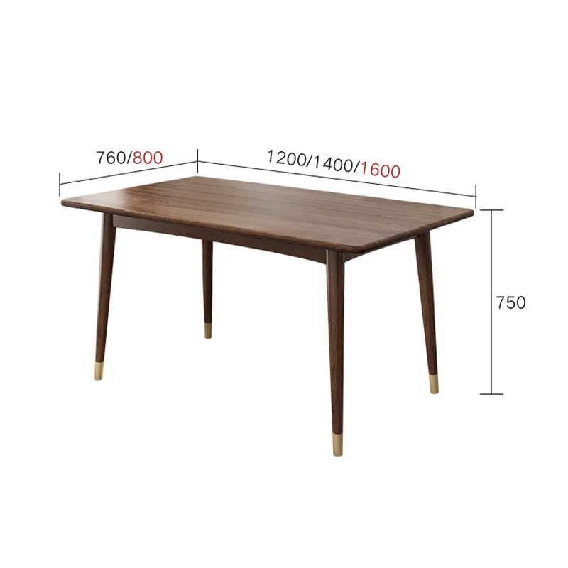 product-Morden design customOEM natural solid wooden square walnut color dining table with brass fee
