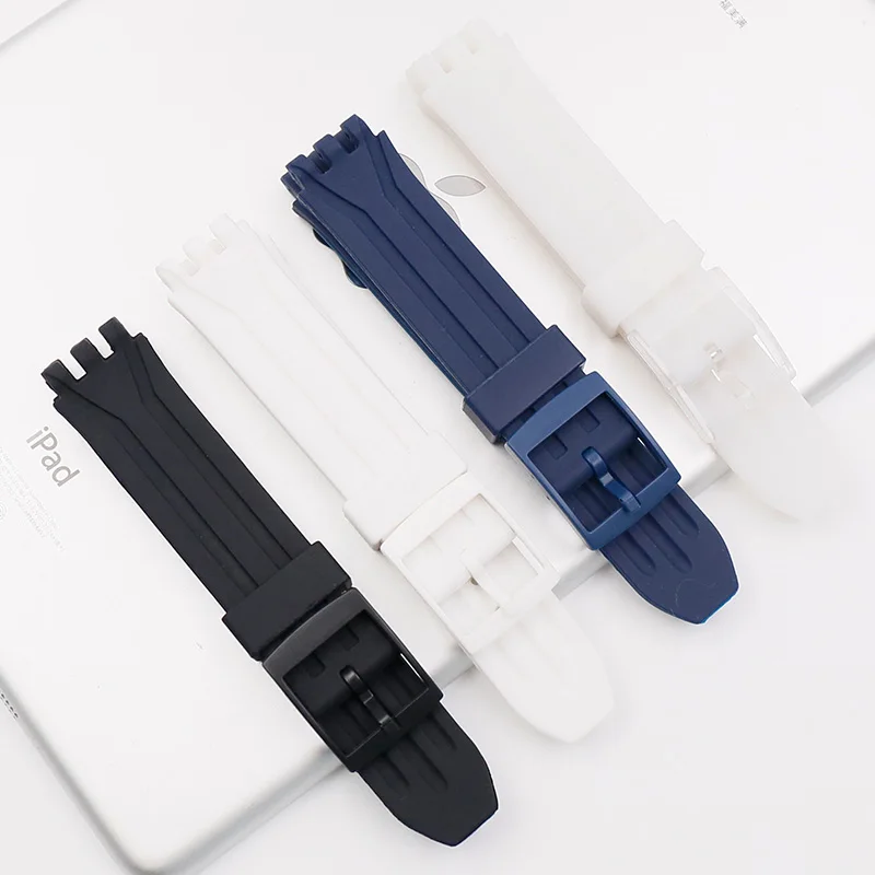 

Silicone strap men's pin buckle watch accessories for Swatch SUIK400 SUIB400 national hero series rubber strap female bracelet