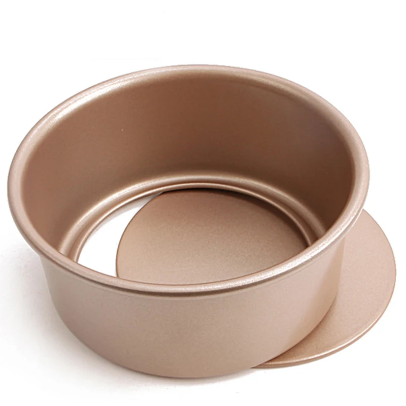 

CHEFMADE 8-Inch Non-Stick Angel Food Carbon Steel Removable Bottom 8 Inch Whole Round Cake Pans, Champagne gold
