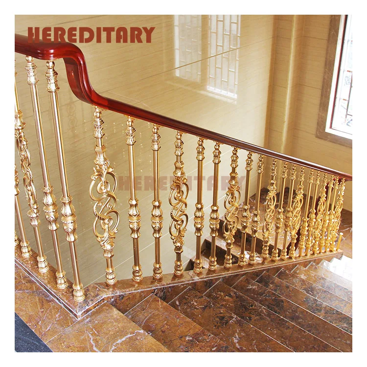 Modern European Style Golden Aluminum Staircase Railings Designs - Buy ...