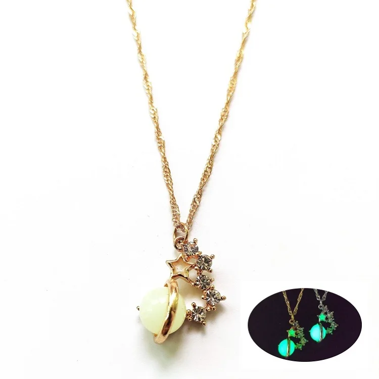 

Manufacturers Wholesale Glow In The Dark Planets Galaxy Luminous Bead and Star Pendant Necklace