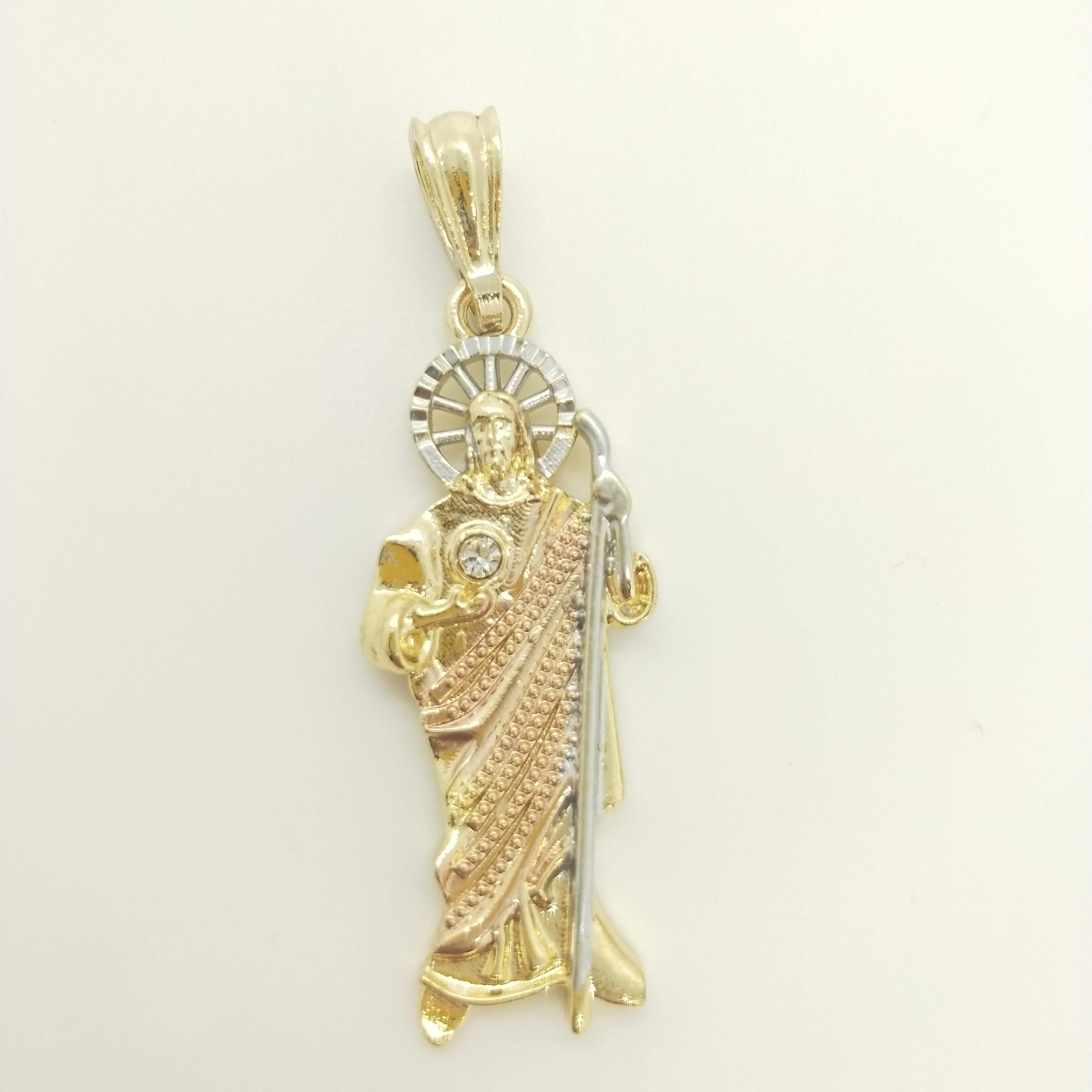 

18k golden plated New Arrival High Quality Wholesale st Jude stone tricolor religious Pendant