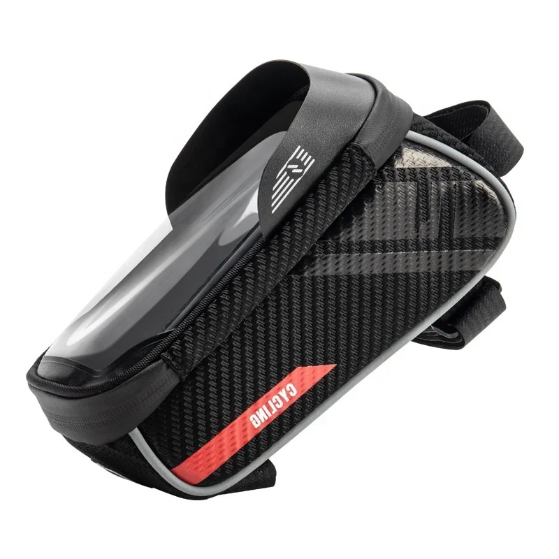 

Neutral mobile phone touch screen tube bag riding equipment Large capacity package bike front bag, Black