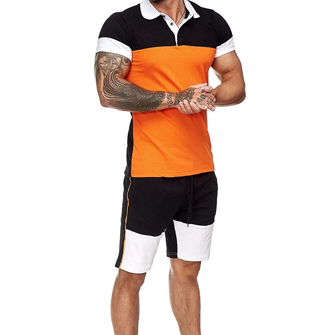 

2021 Summer ropa deportiva hombre mens shirts and shorts set training wear mens sweatsuit short set