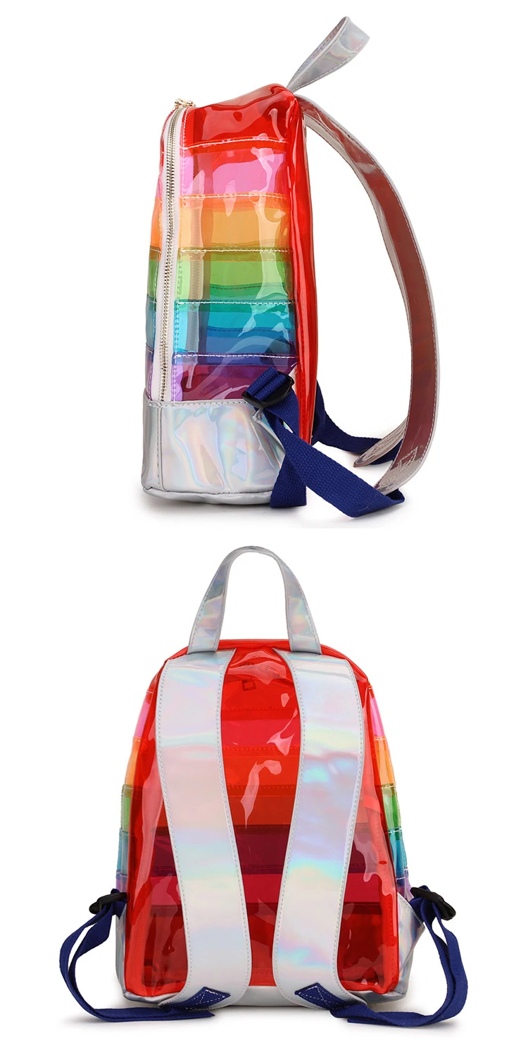 10 Clear Mini Backpack PVC Transparent Bag in Rainbow Colors 