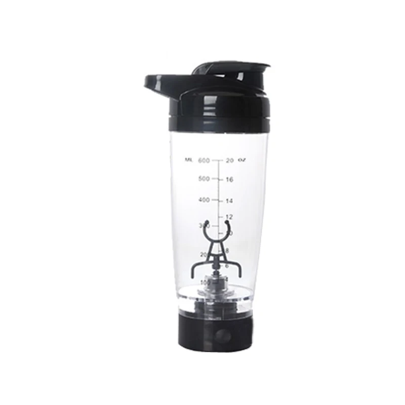 

Hot Selling 600ml Fitness Gym Sports Electric Protein Powder Plastic Shake Cup With Battery, Black