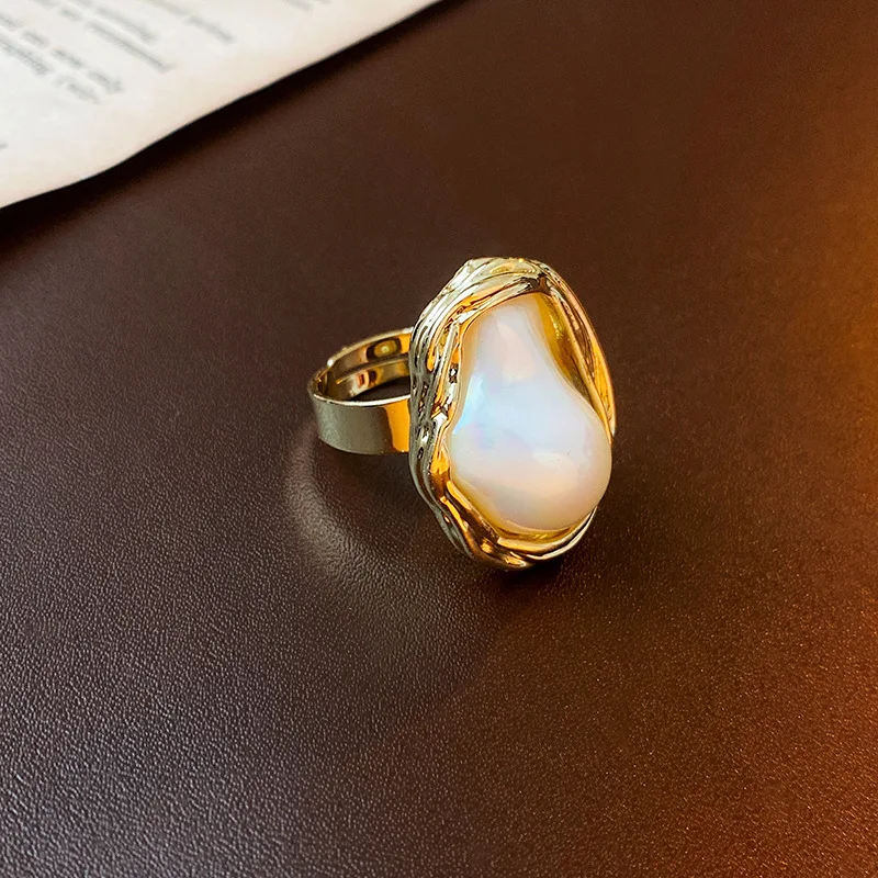 

Vintage Jewelry Baroque Pearl Hot Sale Bulk Ladies Luxury Jewelry Designer Drop Vintage Gold Plating Ring for Women Jewelry