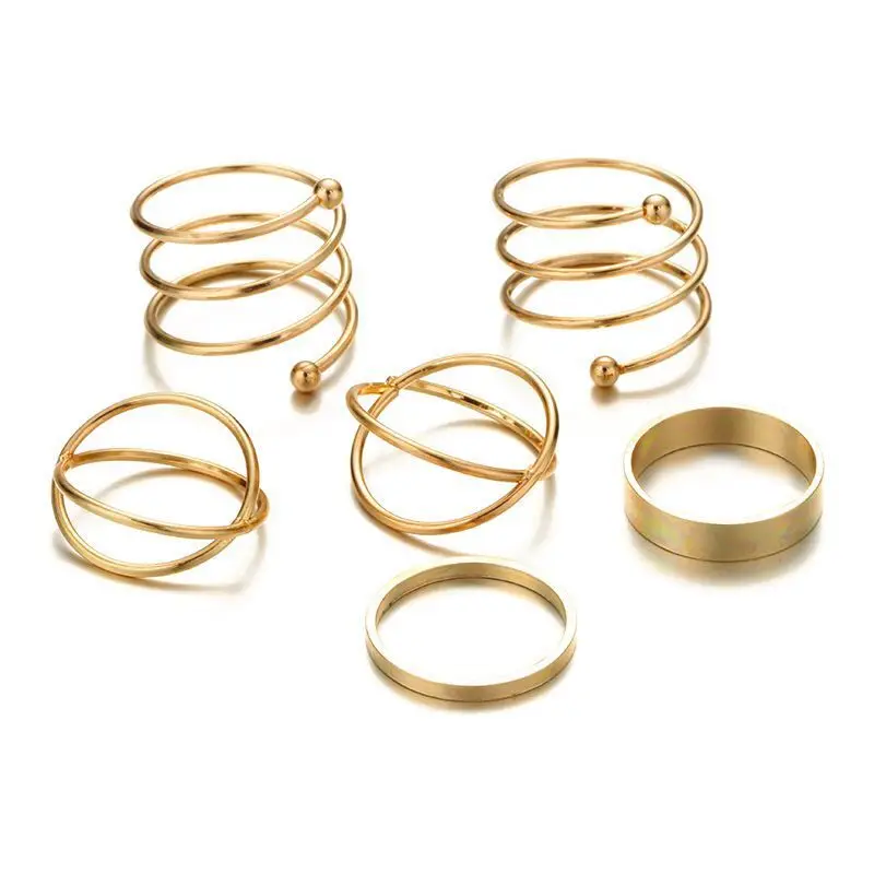 

Dropshipping Hot Selling Gold Color Finger Rings Set For Women and Men Wholesale Price Cheap Fashion Rings Jewelry Promotion