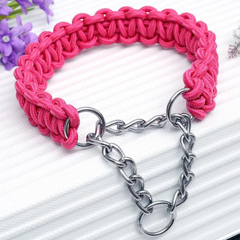 

Chinber 2020 Solid Color Adjustable Braided Nylon Rope Dog Collar, 17 colors in stock, can be customized