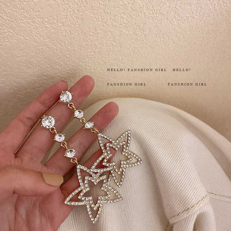 

fashion jewelry rhinestone crystal earrings star