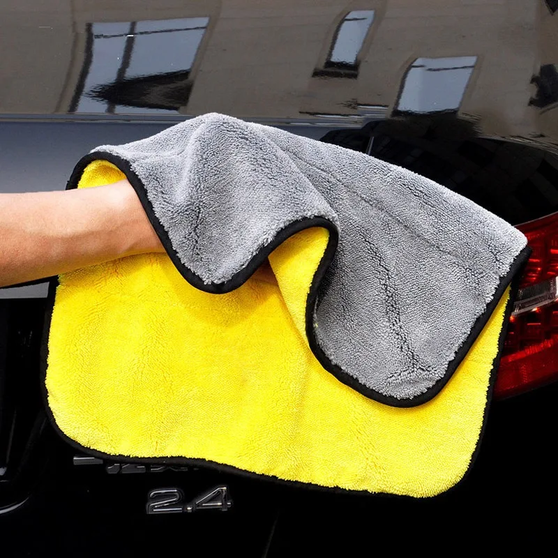 

Microfiber Auto Wash Towel Car Cleaning Drying Cloth Hemming Car Care Cloth Detailing double side quick dry cloth, One color