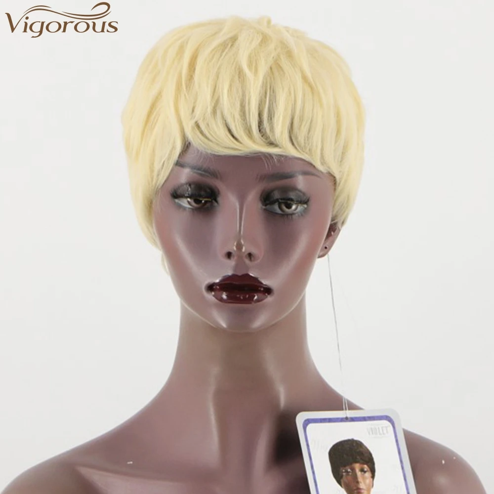 

vigorous Short Bob Wigs with Bangs Blonde Color Bob Synthetic Hair wigs for Black Women Heat Resistant Fiber