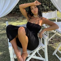 

8183 Women solid black dress 2019 Summer Fashion new Strapless shoulder skinny sling maxi long sexy party dress slim dress