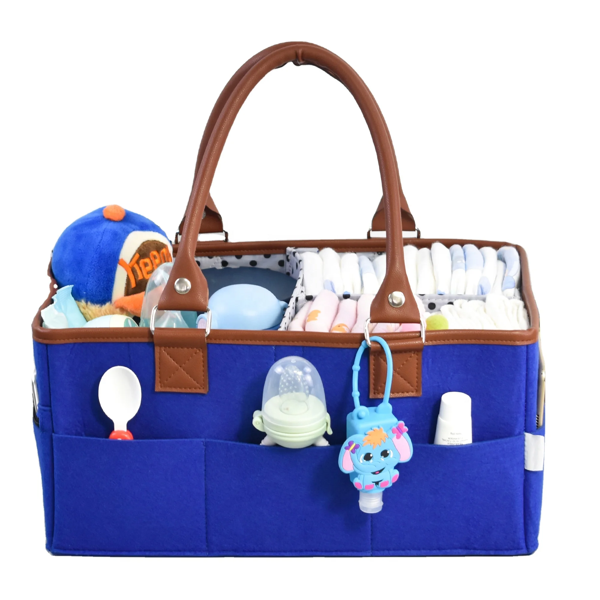 

Large Capacity Waterproof with changing mat Space saving felt diaper caddy organizer for mommy, Customized colors
