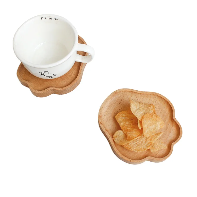 

Japanese style solid wood cartoon coaster wooden coffee cup potholder, Wood color