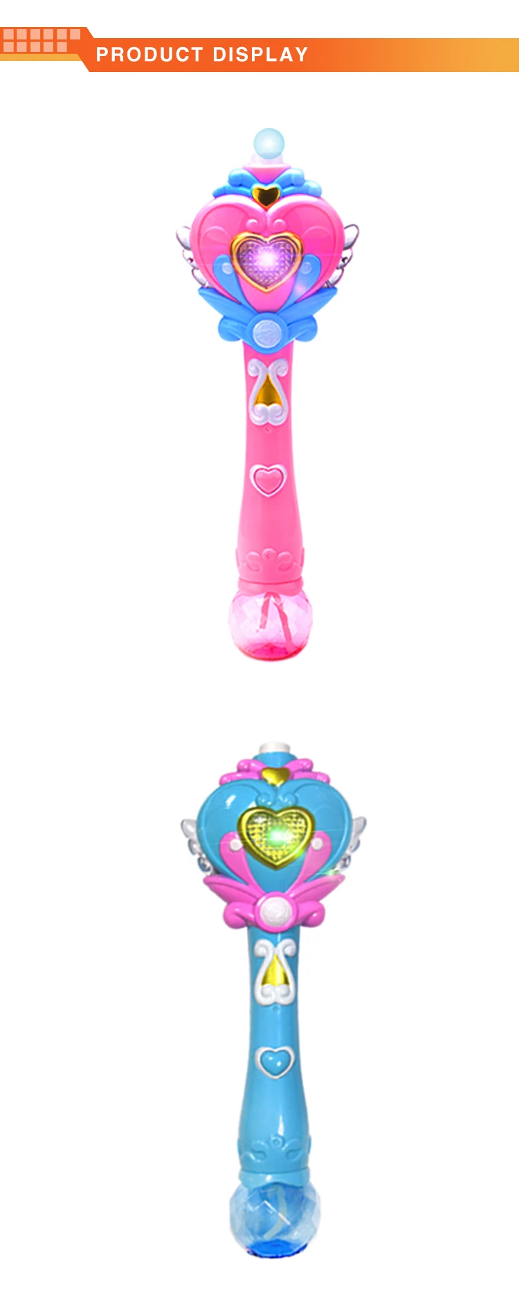 New arrival colorful heart shape bubble magic wand kids toys automatic bubble