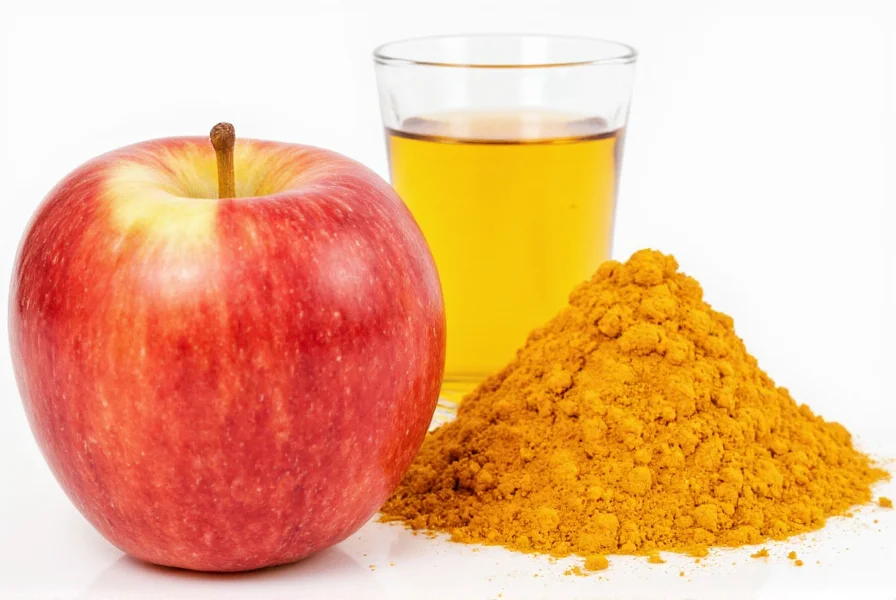Natural ingredients for apple cider vinegar and turmeric tonic