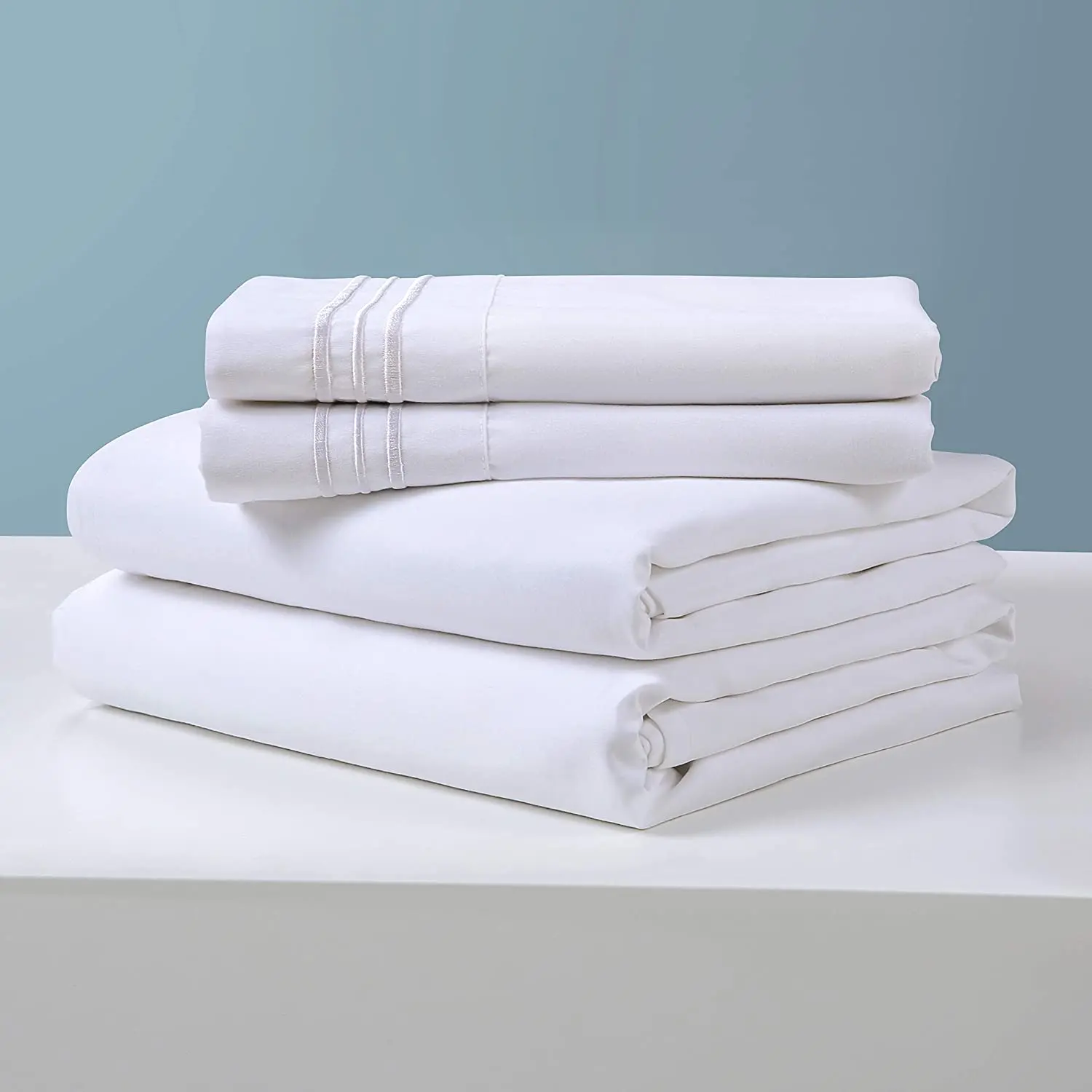 

Queen Bed Sheets Set White Luxury Brushed Microfiber 1800 TC Bed Sheets Wrinkle & Fade Resistant 4 Piece Hotel sheets