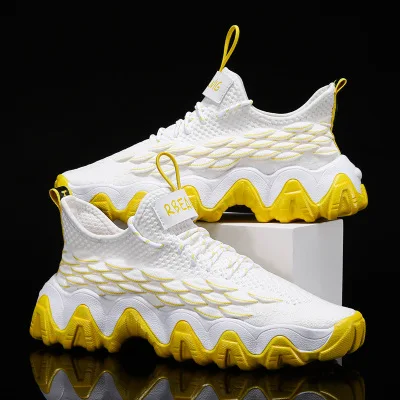 

New Arrive Colorful Sole Fashion Trendy Design Breathable Man Sports Men Shoes Sneakers, Green/yellow/black