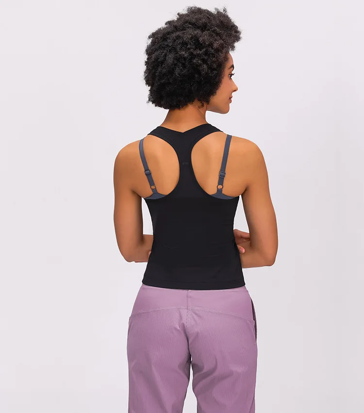 

Women's Yoga Fitness Sleeveless Sports Wear Workout Soft Racerback Tank Top, As shown