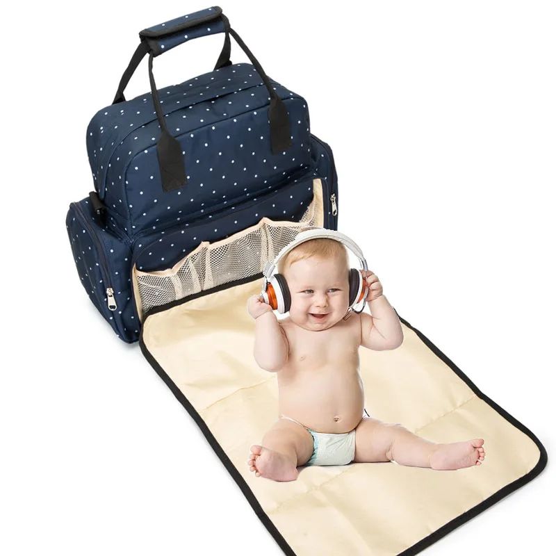

BB016 High Quality Diaper Bag Nursery Mat Waterproof Pocket Mother Bag Nappy 3 in 1 Baby Changing Bag Backpack with Pad