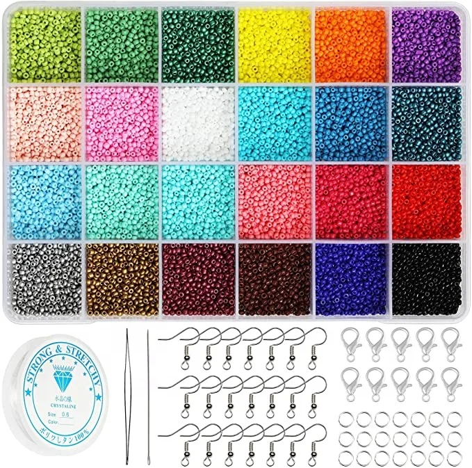 

Glass Jewelry Making Kit Beads Craft Kit Set Glass Pony Seed Letter Alphabet DIY Art Craft glass seed beads birthday gift, Various(can select)