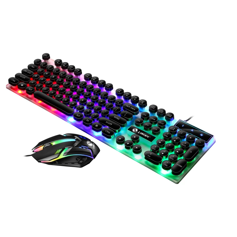 

New uniquely design cheap mechanical punk feel keyboard and mouse combo