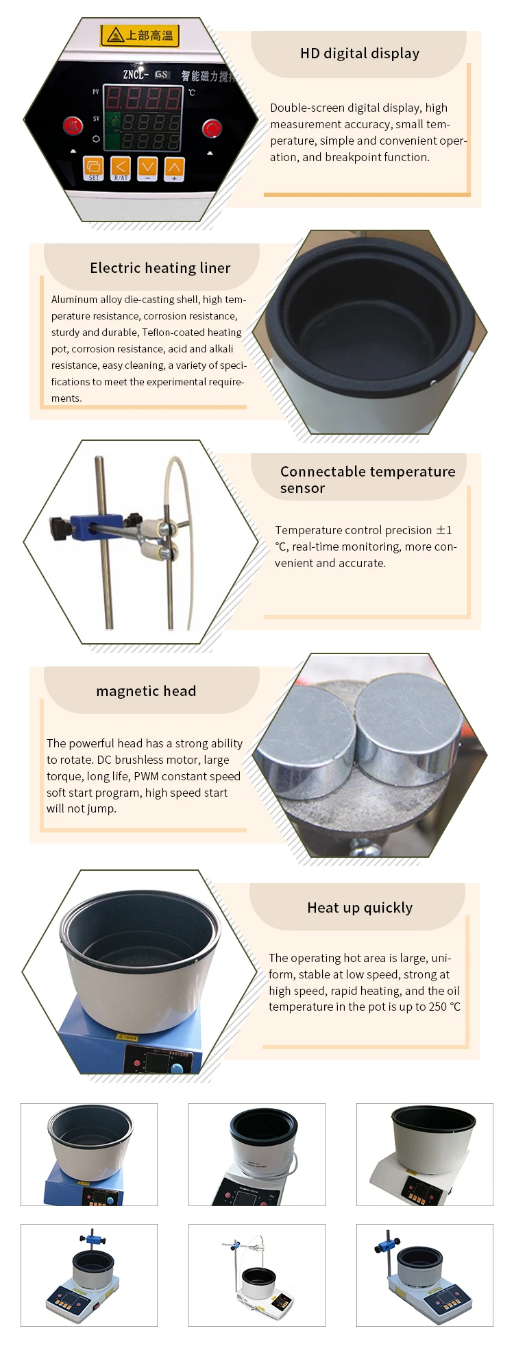 ZNCL-GS 240*150mm Magnetic Heating Baths Intelligent Magnetic Stirring Heating Pot