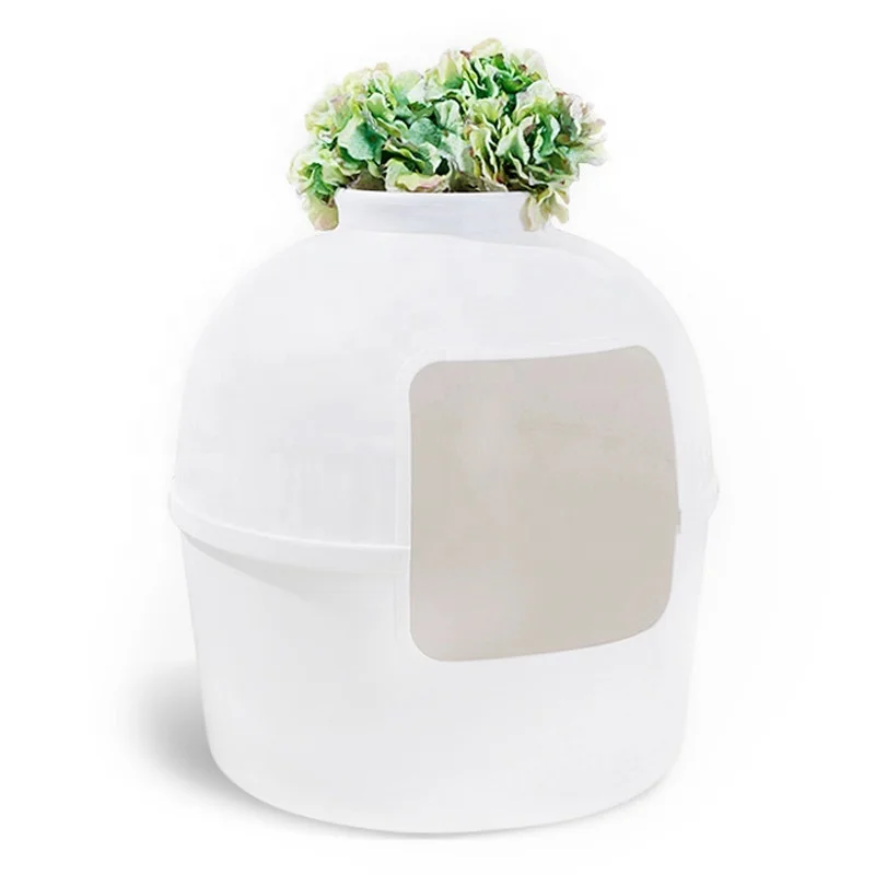 

Planting cat litter box pot with flowers, Greyish white