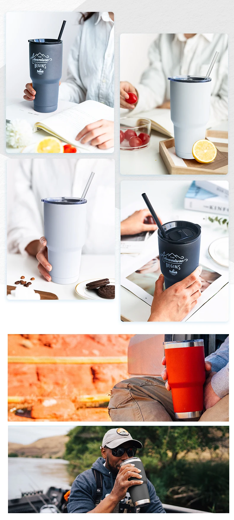 Reusable thermos coffee cup mugs