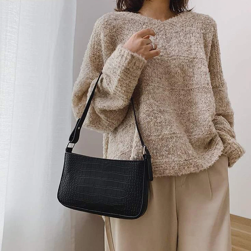 

Vintage Crocodile Pattern Shoulder Messenger Bags For Women Handbags Casual Underarm Bag