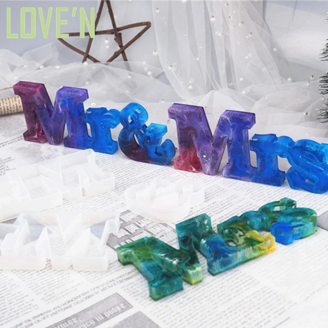 

LOVE'N LV087L DIY epoxy Shiny Mr And Mrs letterssilicone mold for resin art