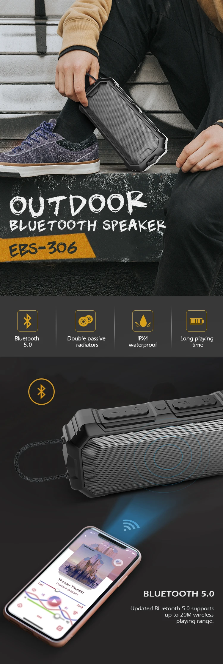 Private Model Subwoofer Soundbox Player Mini All Plastic Box Bluetooth Wireless Trolley Speaker Mobile Phone Black Waterproof - ANKUX.COM