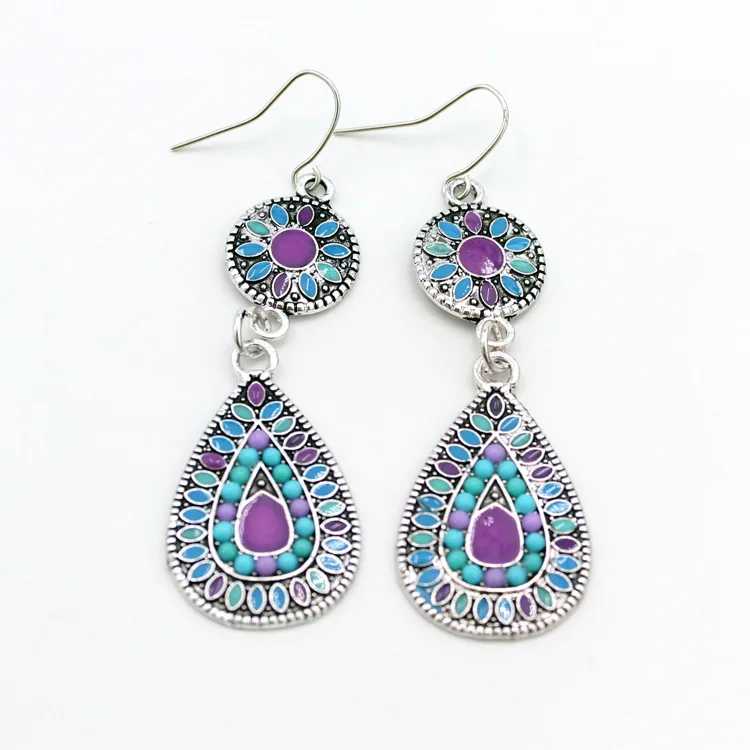 

New arrival fashion jewelryethnic style fashion color drop earrings bohemian style fashion earrings