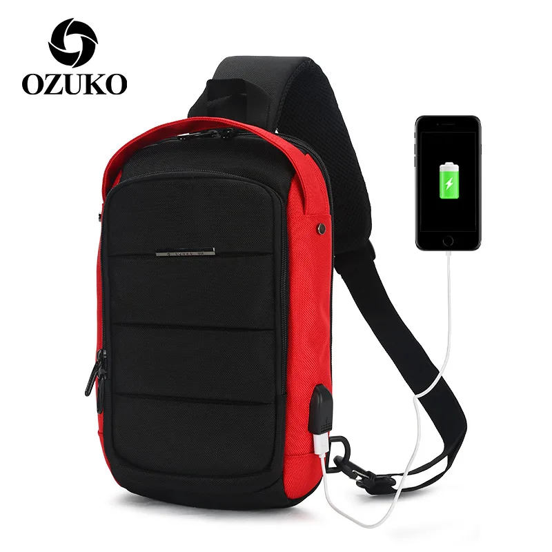 

Ozuko D9068 Handphone Custom Sling Bag Luxury Nylon Men Shoulder Bag 2021 Fashion Designer Crossbody Bags 2021, Black/blue/yellow/ice blue/grey