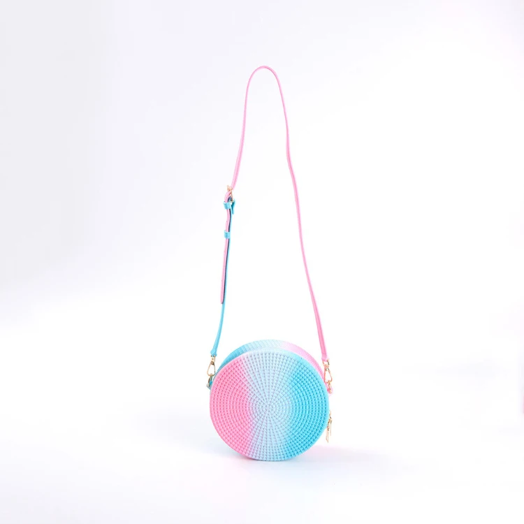 

Customized New Designs Matte Beachkin PVC Round Circle Rattan Jelly Bag, Customizable