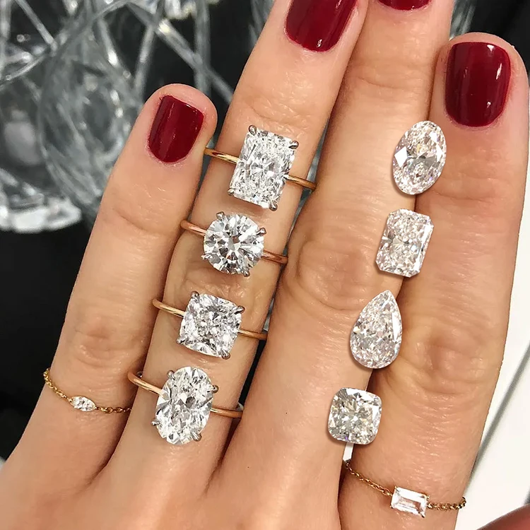 

Custom design women men engagement wedding brand jewelry 14k 18k gold moissanite lab grown diamond ring
