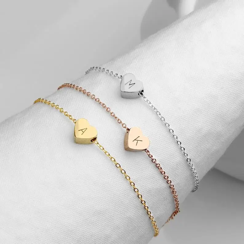 

Inspire jewelry Flower Girl Kids Bracelet Baby Girl Jewelry initial heart charm bracelet 18k gold plated, Silver,gold,rose gold,black and so on