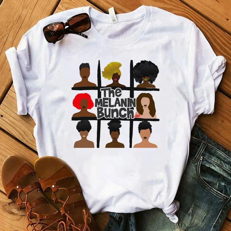 

Wholesale Summer Deaign T Shirt Melanin Bunch Customized Printing 100 Cotton Graphic Tees Oversized T-shirt, Picture showed