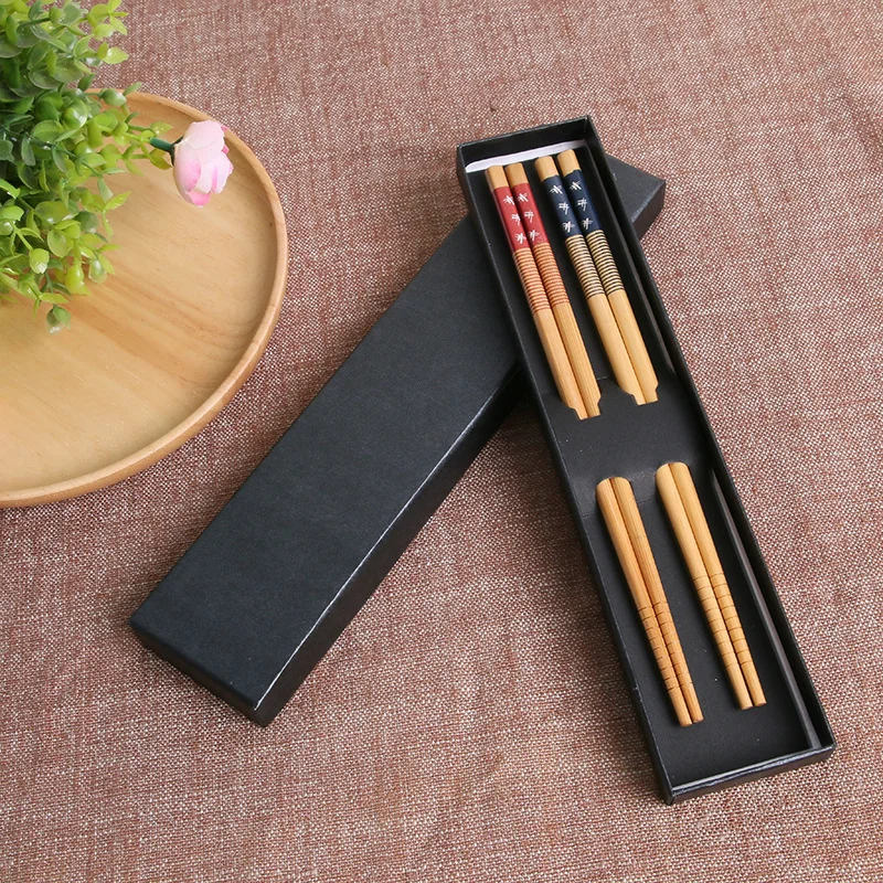 

Funny Japanese Promotional Christmas Bulk Washable gift Box Set Natural Dishwasher Reusable Bamboo Chopsticks