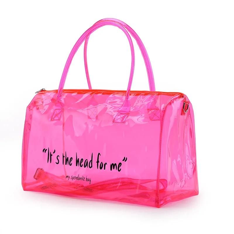 

PVC Jelly Large Transparent Travel Bag Fashion Single Shoulder Gym Bag Sport Travelling Duffle Bag, 12 colors